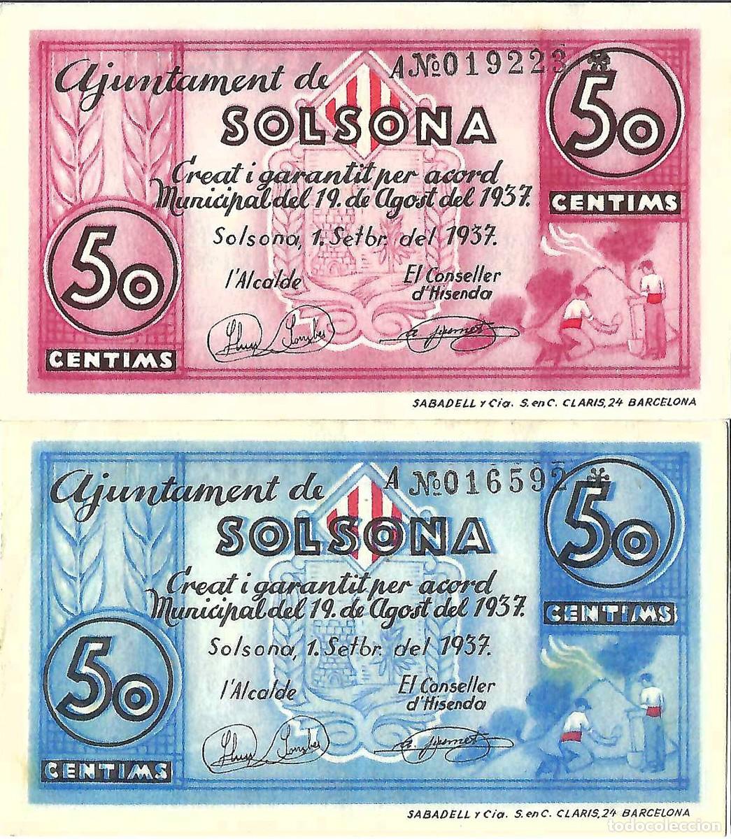 Billetes locales: SOLSONA - 50 CENTIMS S&Egrave;RIE A - 1937
