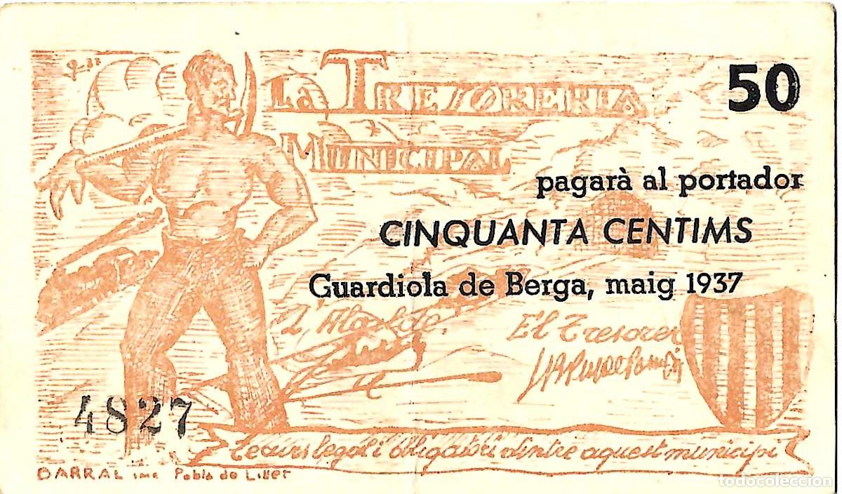 Billetes locales: GUARDIOLA DE BERGA - 50 c&egrave;ntims - 1937