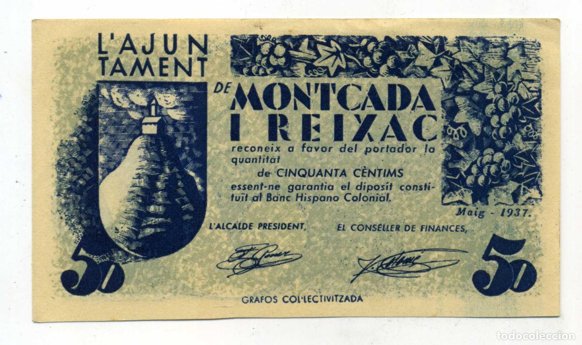 Billetes locales: XS- GUERRA CIVIL 1937 MONTCADA I REIXAC (Vall&egrave;s Occ..) 50 Cts. SENSE NUMERAR S/C