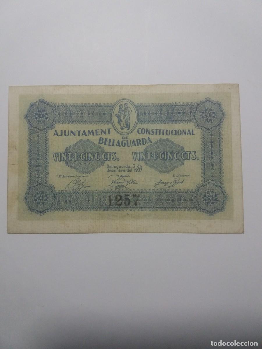 Billetes locales: Billete 25 C&egrave;ntims Ajuntament BELLAGUARDA 3 Desembre 1937