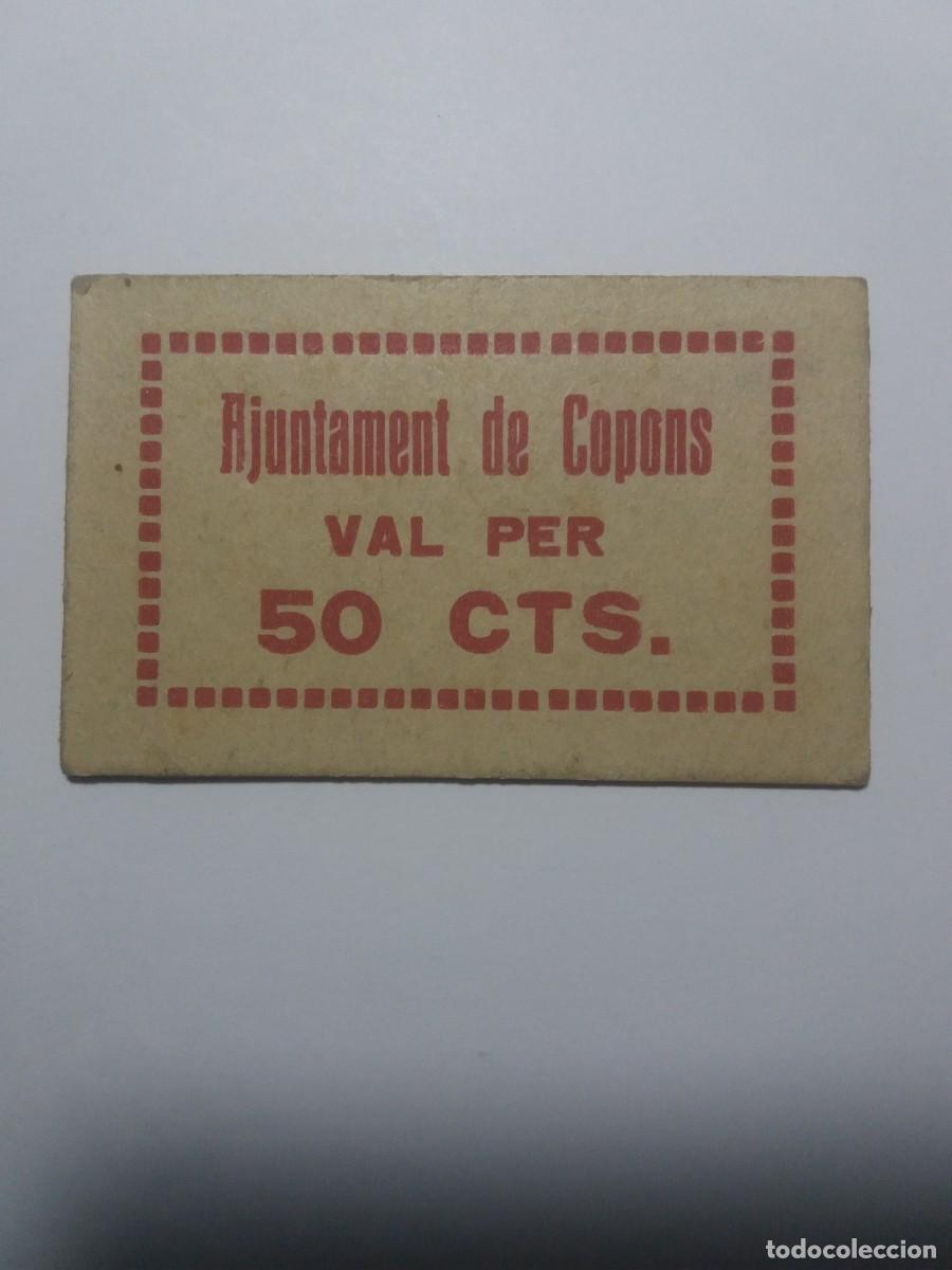 Billetes locales: Billete 50 C&egrave;ntims Ajuntament COPONS -cart&oacute;n-
