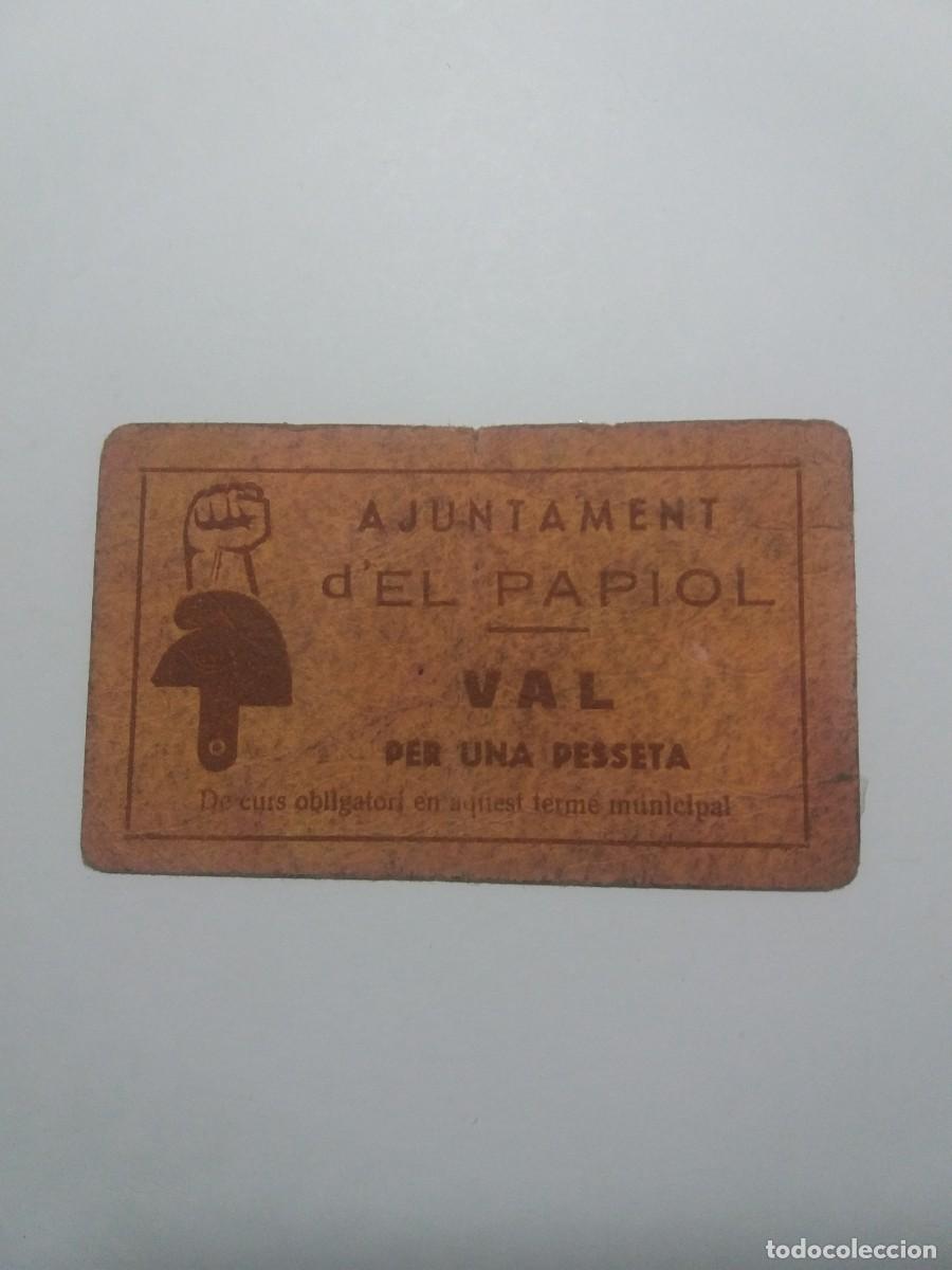 Billetes locales: Billete 1 Pesseta Ajuntament EL PAPIOL