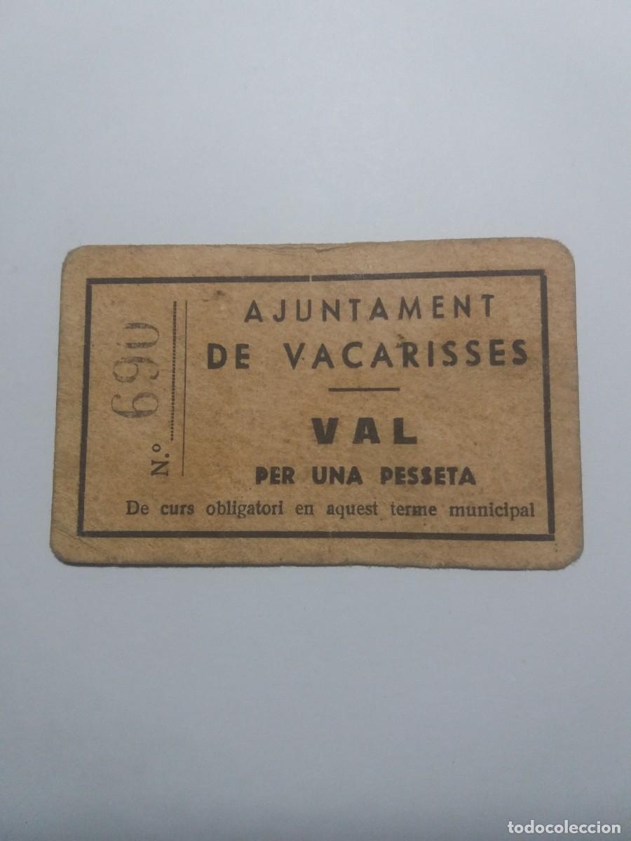 Billetes locales: Billete 1 Pesseta Ajuntament VACARISSES