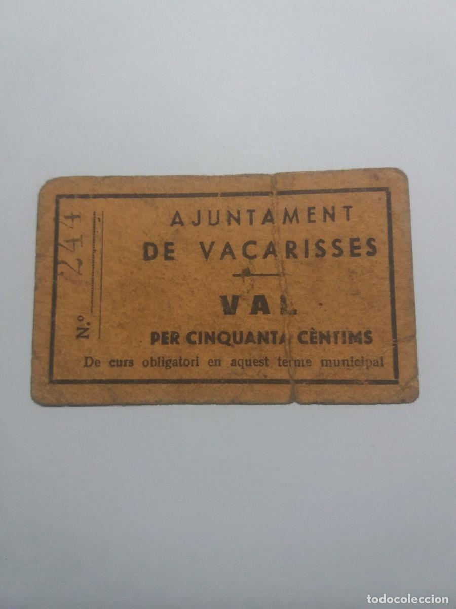 Billetes locales: Billete 50 C&egrave;ntims Ajuntament VACARISSES
