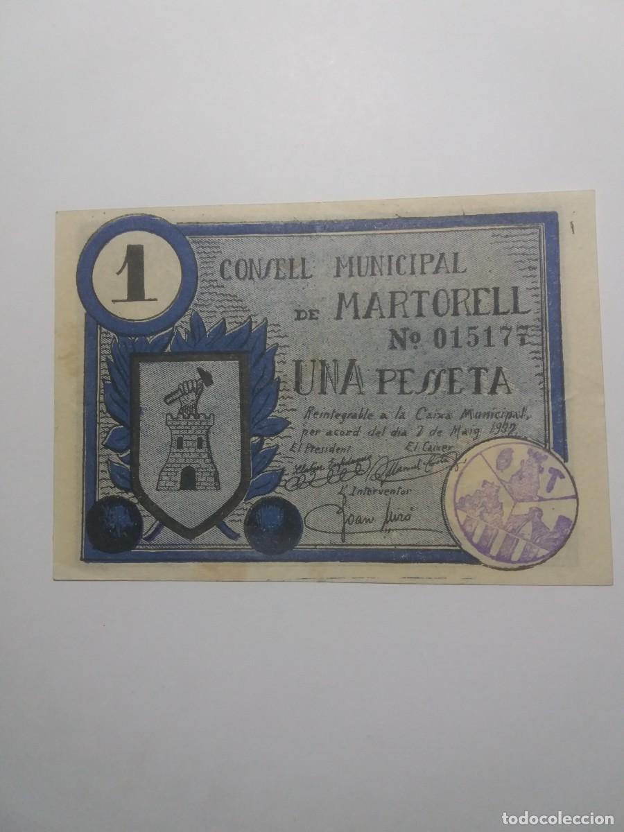 Billetes locales: Billete 1 Pesseta Consell Municipal MARTORELL 7 Maig 1937