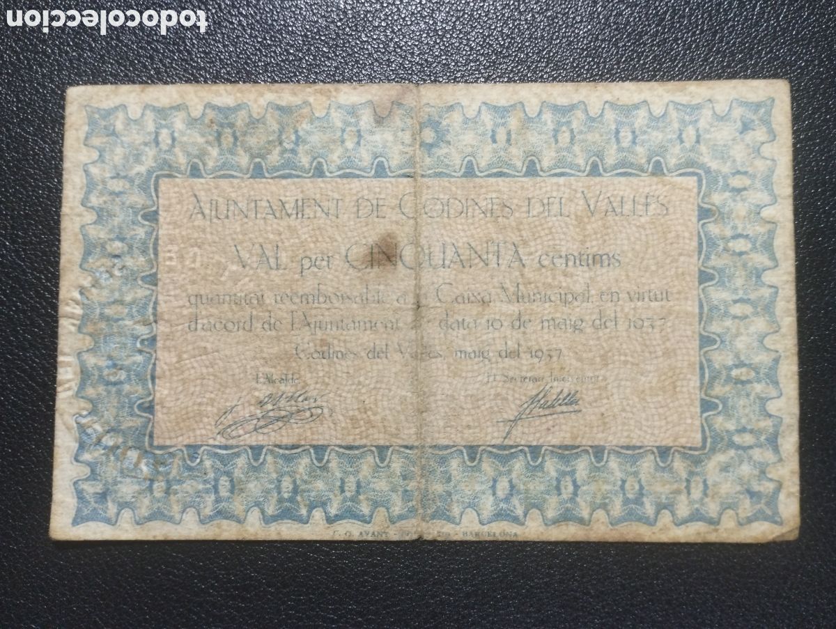 Billetes locales: Barcelona - Codines posee sello en seco