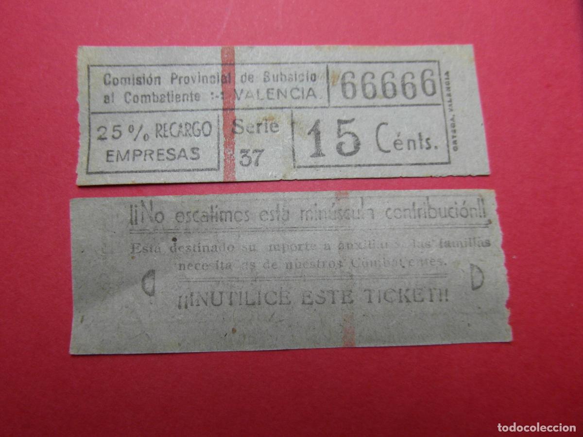 Lokale Banknoten: REF: BIT_GC_SINDI-01 COMISION PROVINCIAL SUBSIDIO COMBATIENTE VALENCIA 15 CENTIMO VALE CAPICUA 66666
