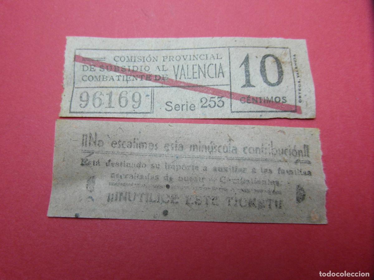 Billetes locales: REF: BIT_GC_SINDI-01 COMISION PROVINCIAL SUBSIDIO COMBATIENTE VALENCIA 10 CENTIMO VALE CAPICUA 96169