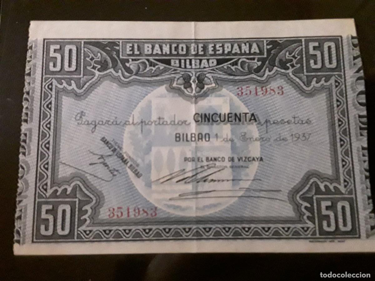 Billetes locales: ESPA&Ntilde;A - BANCO DE ESPA&Ntilde;A (BILBAO) 50PESETAS. A&Ntilde;O 1937.