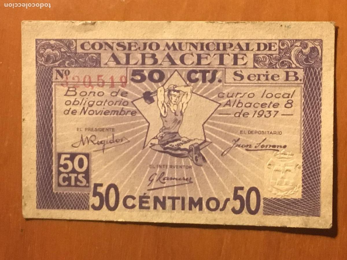 Billetes locales: consejo municipal albacete 50 centimos billete local guerra civil perfecto estado