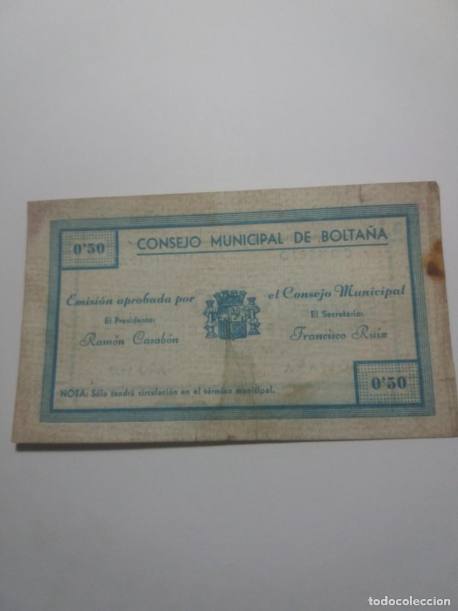 Billetes locales: Billete 0,50 Pesetas Consejo Municipal BOLTA&Ntilde;A A&ntilde;o 1937