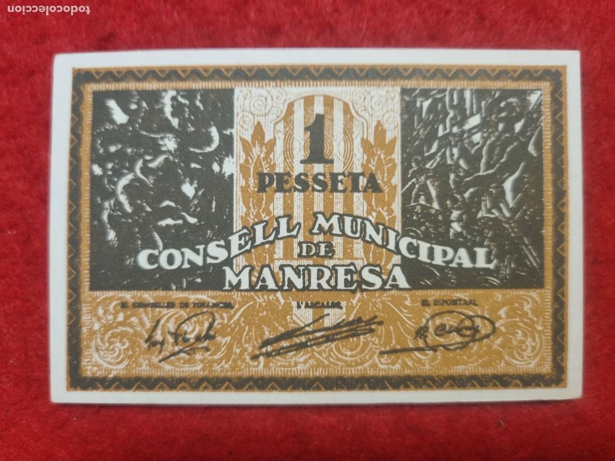 Billetes locales: BILLETE LOCAL GUERRA CIVIL MANRESA 1 PESETA EBC+ 1937 POSIBLE FACSIMIL PG
