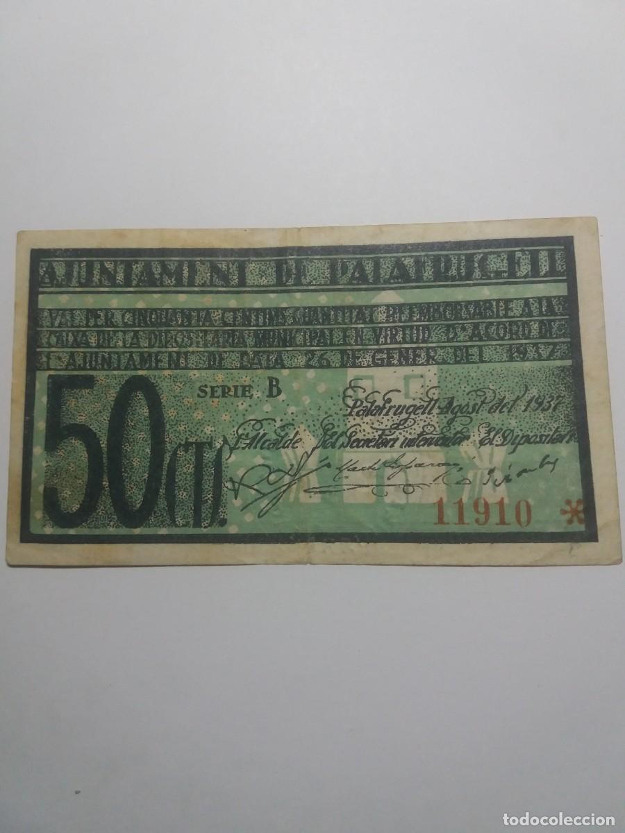Billetes locales: Billete 50 C&egrave;ntims Ajuntament PALAFRUGELL 26 Gener 1937