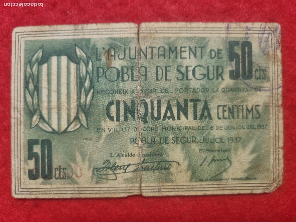 Billetes locales: BILLETE LOCAL GUERRA CIVIL POBLA DE SEGUR 50 CENTIMOS 1937 ORIGINAL PG