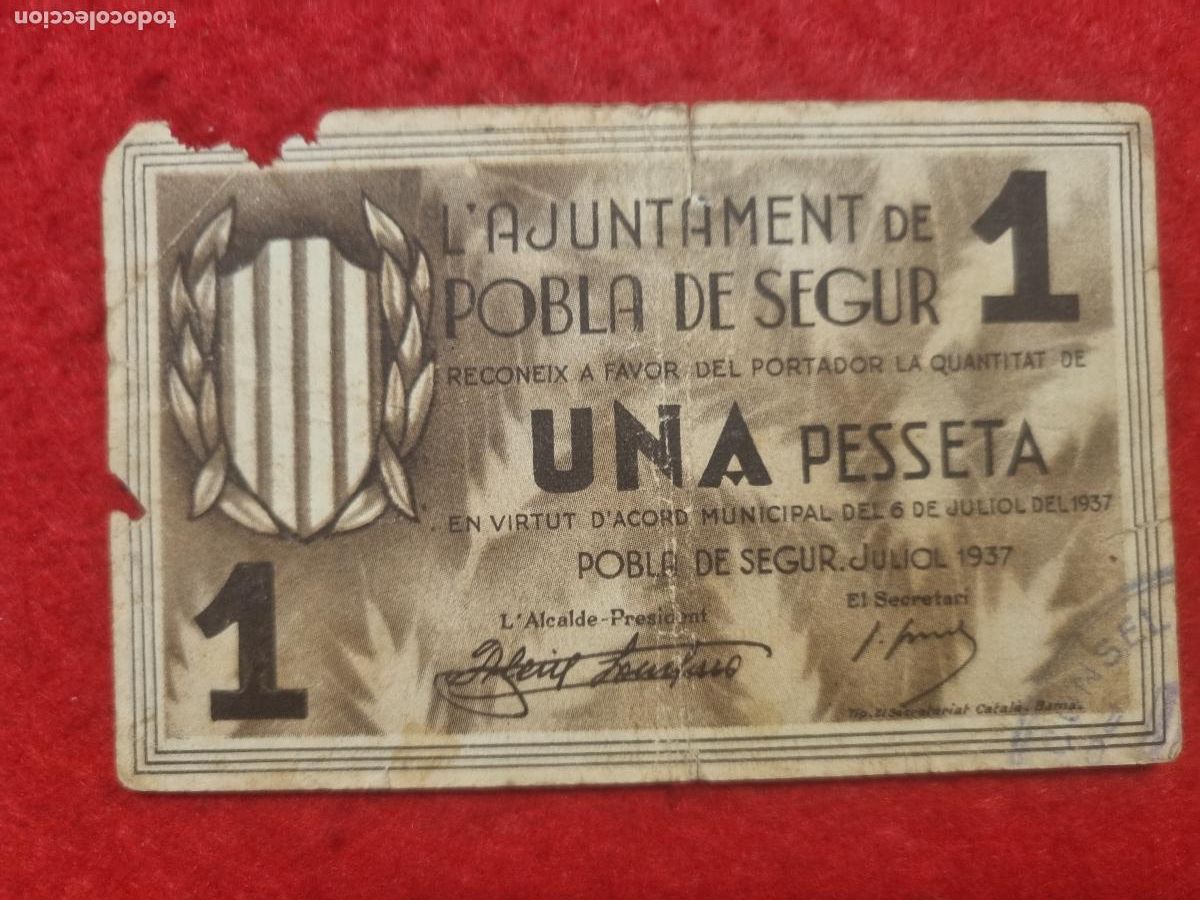 Billetes locales: BILLETE LOCAL GUERRA CIVIL POBLA DE SEGUR 1 PESETA 1937 ORIGINAL PG