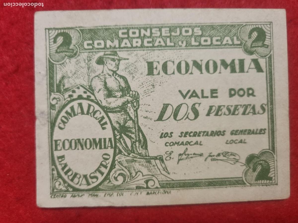 Billetes locales: BILLETE LOCAL GUERRA CIVIL BARBASTRO 2 PESETAS 1937 ORIGINAL PG