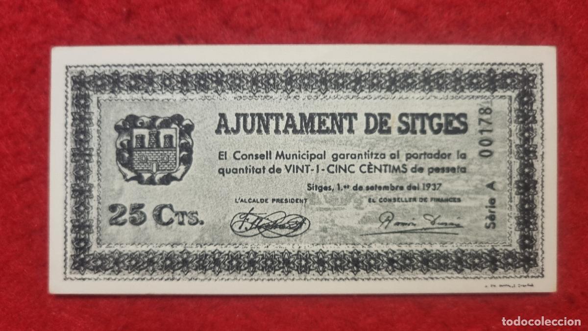 Billetes locales: BILLETE LOCAL GUERRA CIVIL SITGES 25 CENTIMOS 1937 FACSIMIL PG