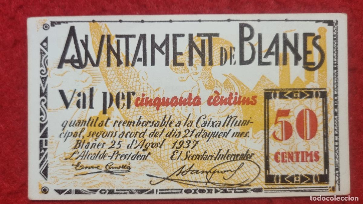 Billetes locales: BILLETE LOCAL GUERRA CIVIL BLANES 50 CENTIMOS 1937 FACSIMIL PG