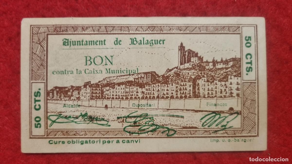 Billetes locales: BILLETE LOCAL GUERRA CIVIL BALAGUER 50 CENTIMOS 1937 FACSIMIL PG