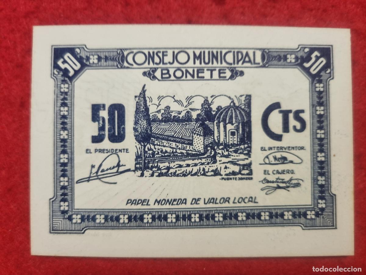 Billetes locales: BILLETE LOCAL GUERRA CIVIL BONETE ALBACETE 50 CENTIMOS LEER DESCRIPCION ORIGINAL PG