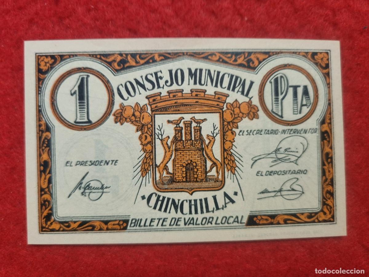 Billetes locales: BILLETE LOCAL GUERRA CIVIL CHINCHILLA ALBACETE 1 PESETA LEER DESCRIPCION ORIGINAL PG