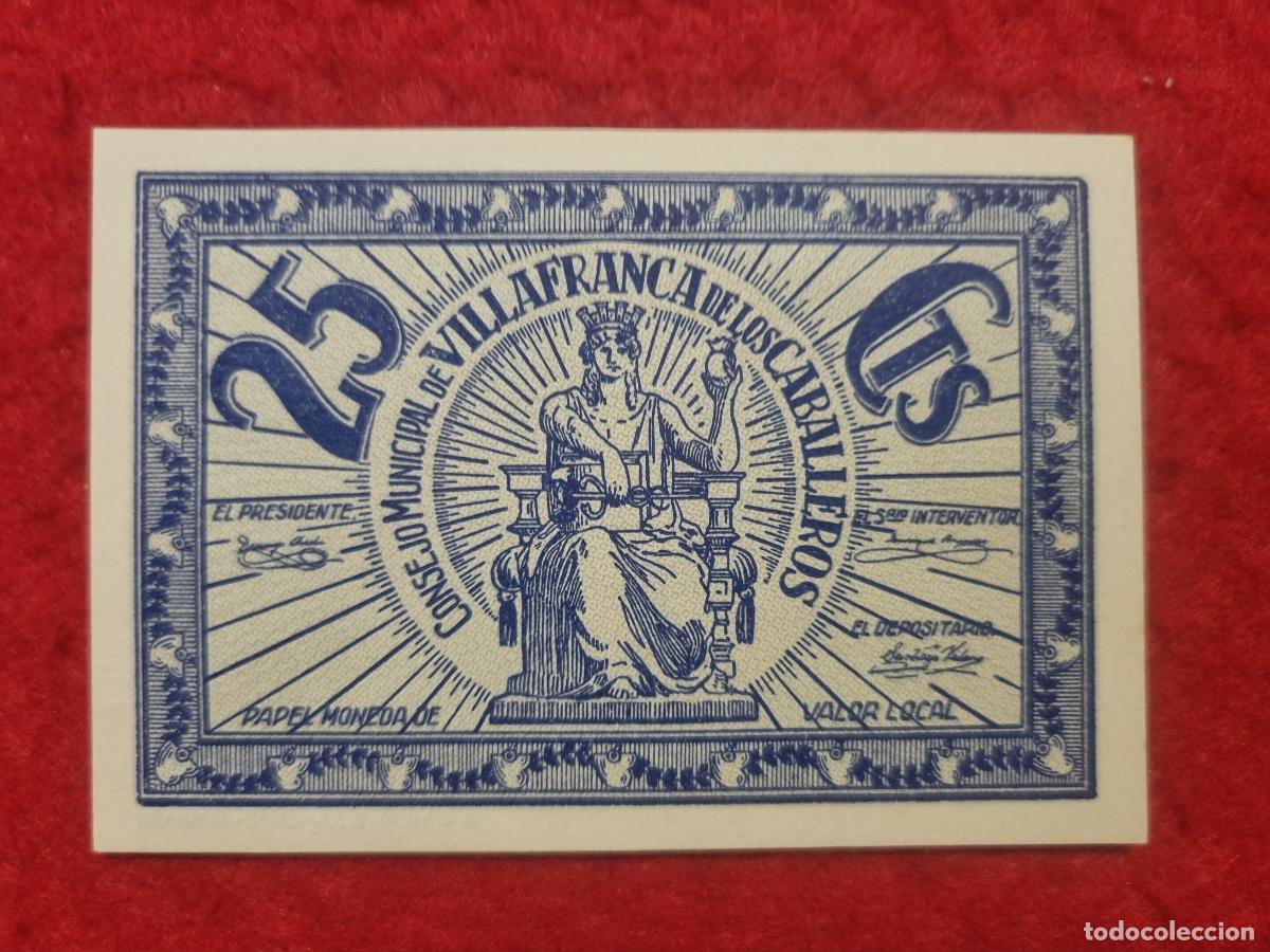 Billetes locales: BILLETE LOCAL GUERRA CIVIL VILLAFRANCA CABALLEROS TOLEDO 25 CENTIMOS LEER DESCRIPCION ORIGINAL PG