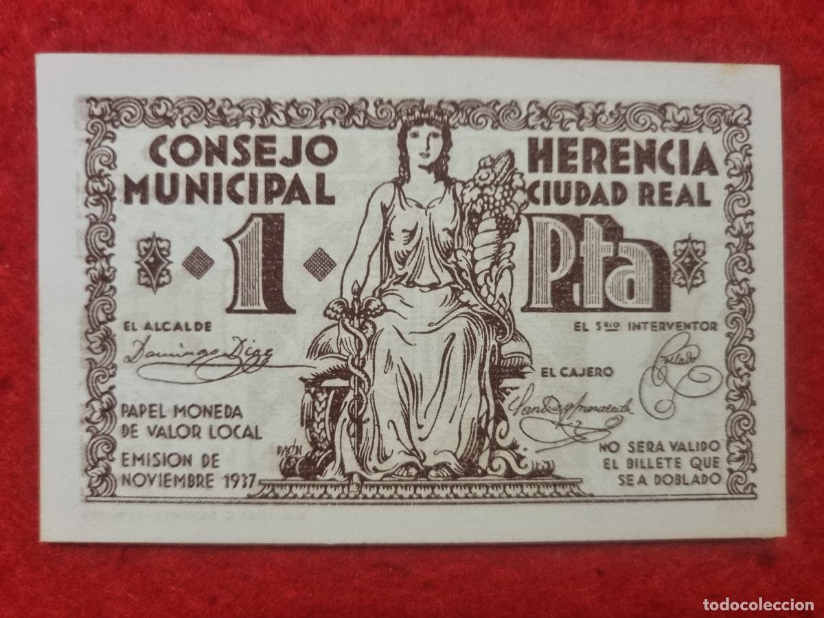 Billetes locales: BILLETE LOCAL GUERRA CIVIL HERENCIA CIUDAD REAL 1 PESETA LEER DESCRIPCION ORIGINAL PG