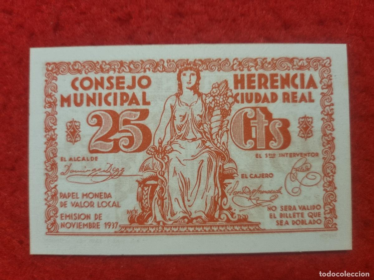 Billetes locales: BILLETE LOCAL GUERRA CIVIL HERENCIA CIUDAD REAL 25 CENTIMOS LEER DESCRIPCION ORIGINAL PG