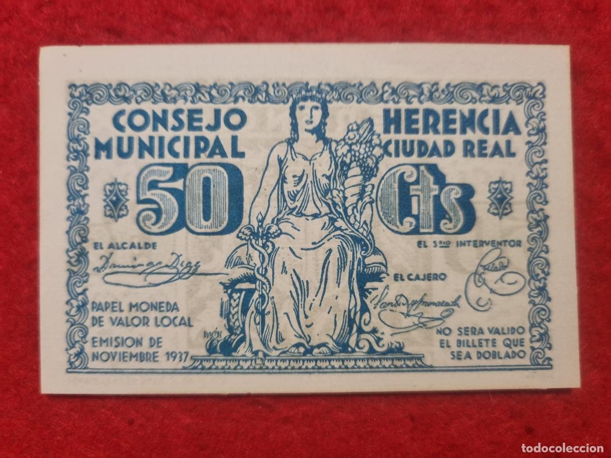 Billetes locales: BILLETE LOCAL GUERRA CIVIL HERENCIA CIUDAD REAL 50 CENTIMOS LEER DESCRIPCION ORIGINAL PG