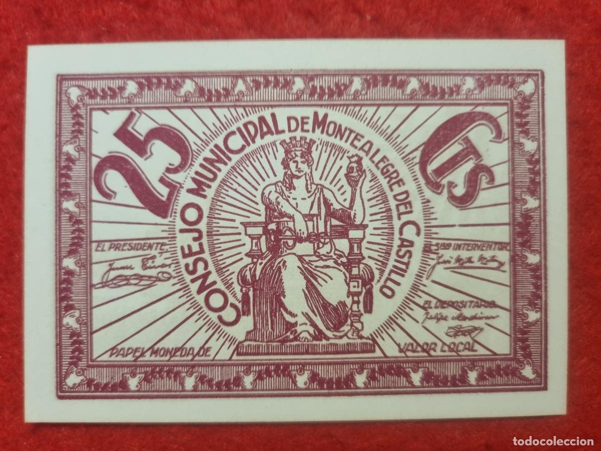 Billetes locales: BILLETE LOCAL GUERRA CIVIL MONTEALEGRE CASTILLO ALBACETE 25 CENTIMOS LEER DESCRIPCION ORIGINAL PG