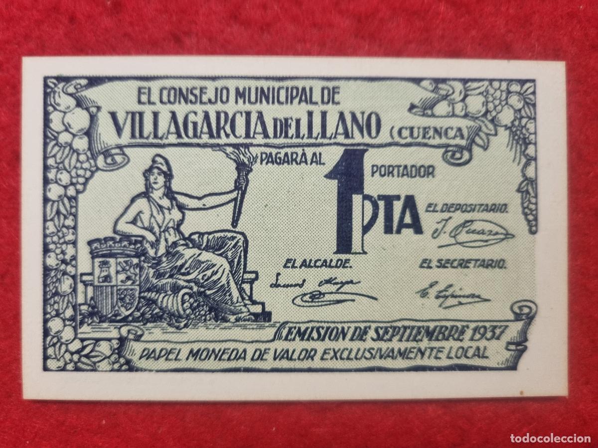 Billetes locales: BILLETE LOCAL GUERRA CIVIL VILLAGARCIA DEL LLANO CUENCA 1 PESETA LEER DESCRIPCION ORIGINAL PG
