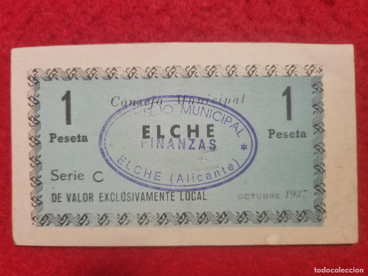 Banconote locali: BILLETE LOCAL GUERRA CIVIL ELCHE 1 PESETA LEER DESCRIPCION ORIGINAL PG