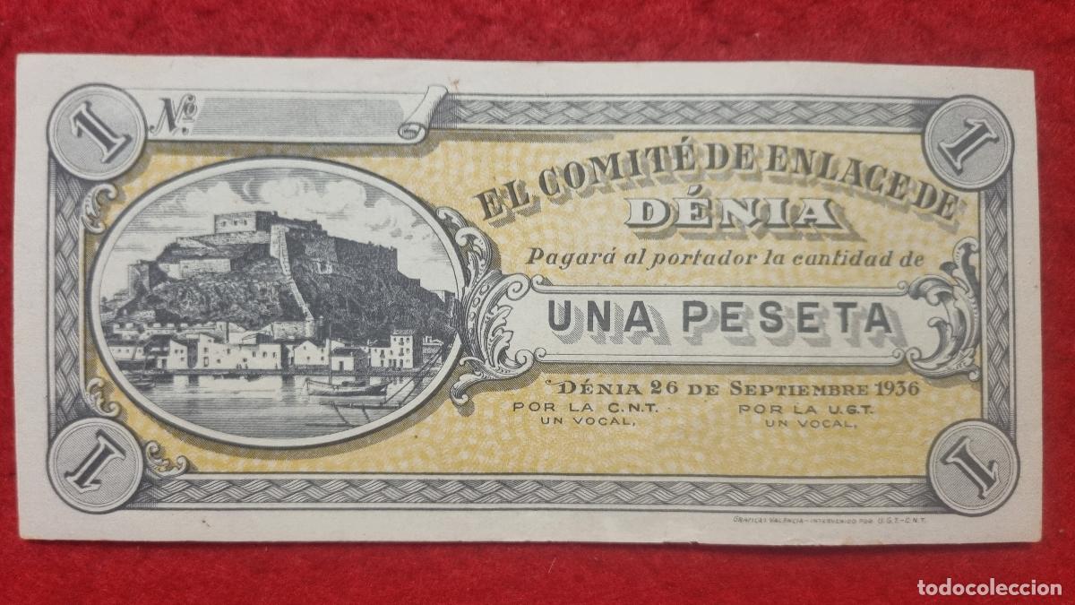 Local Banknotes: BILLETE LOCAL GUERRA CIVIL DENIA 1936 COMITE ENLACE 1 PESETA LEER DESCRIPCION ORIGINAL PG