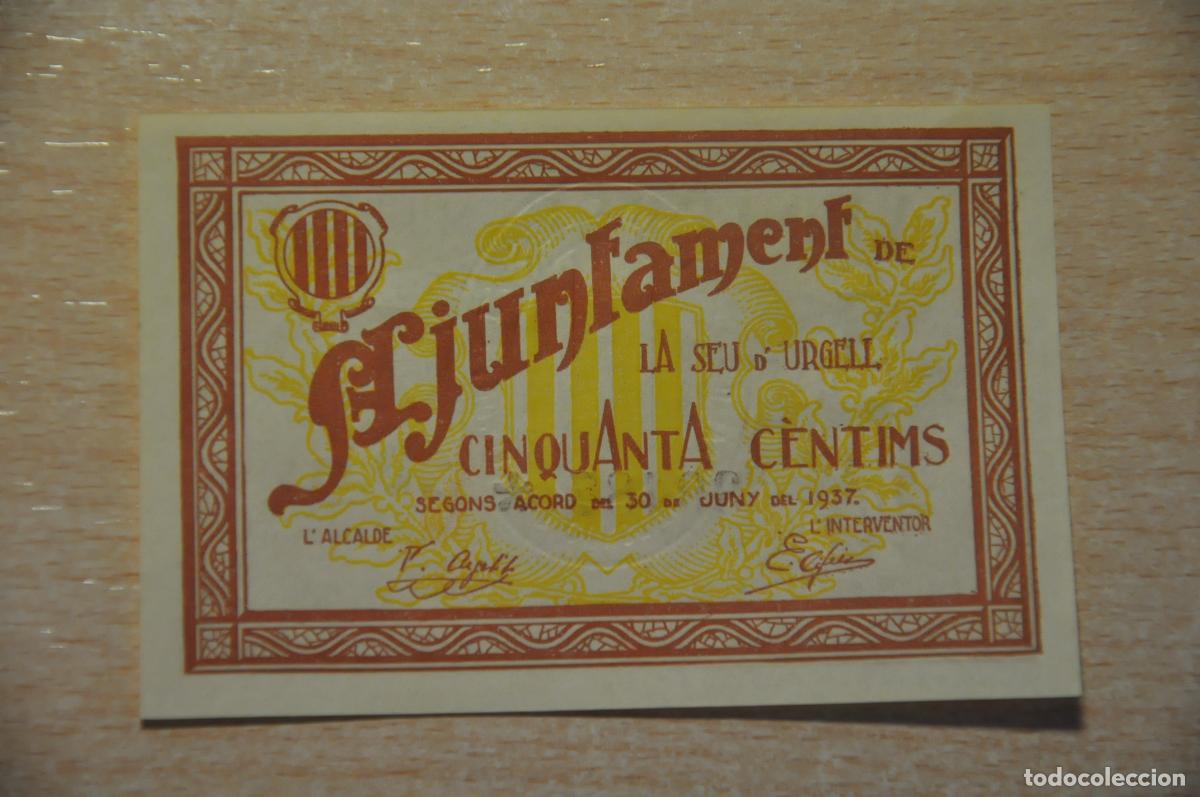 Billetes locales: billete ajuntament seu d&acute;urgell, cinquanta centims