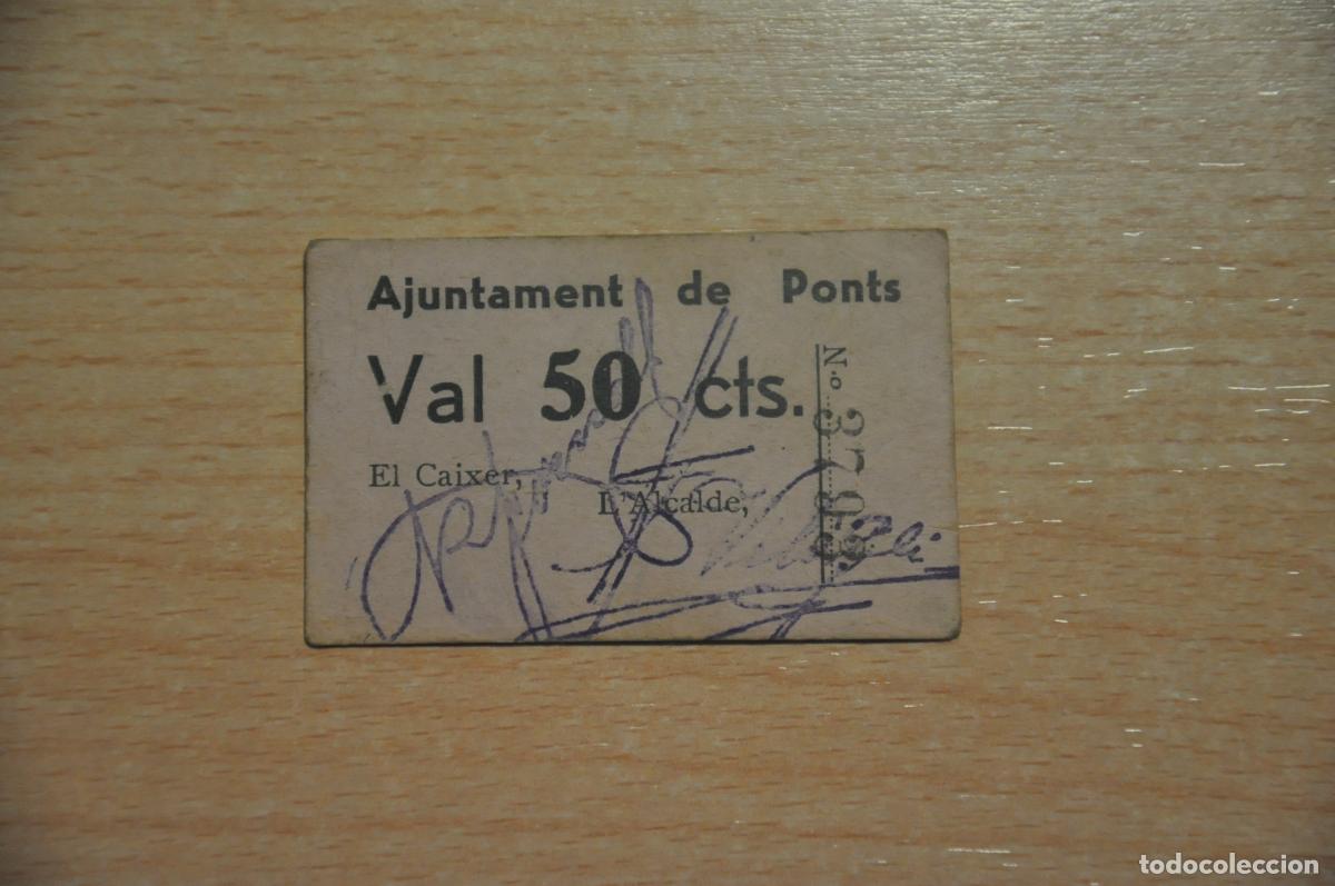 Billetes locales: billete ajuntament de ponts, 50 centimos