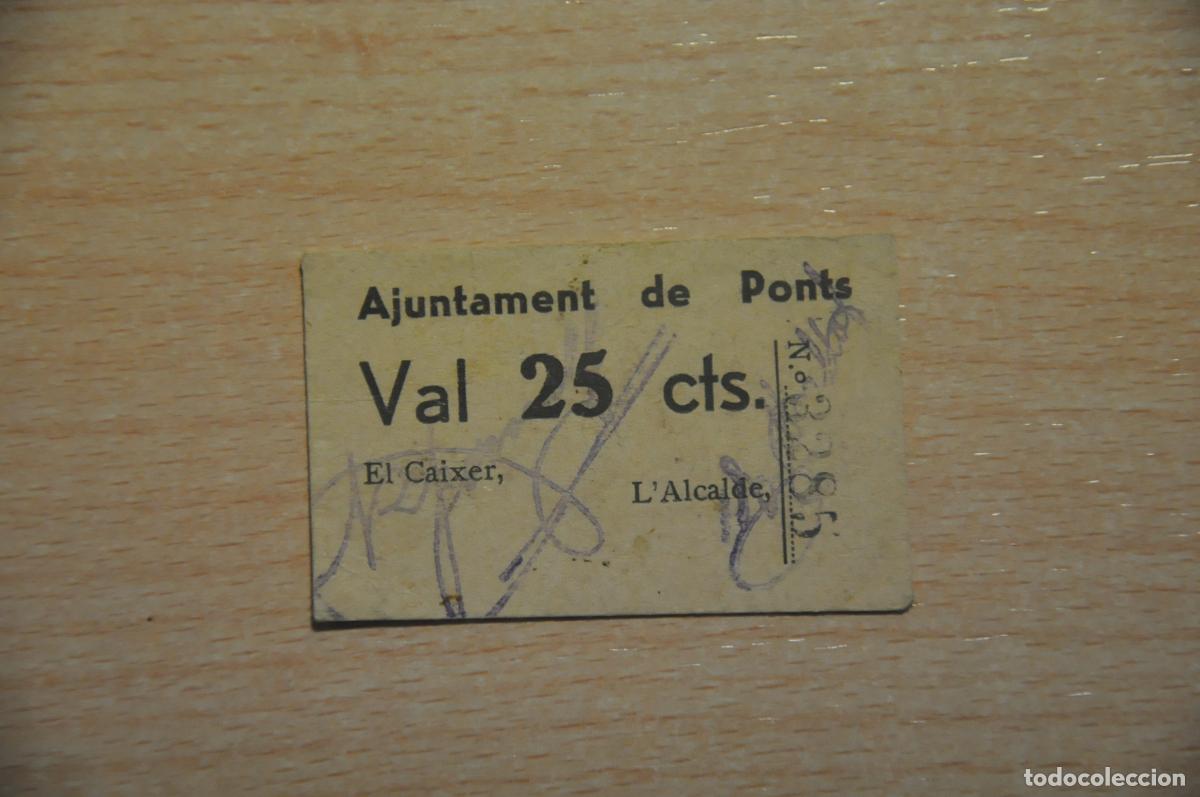 Billetes locales: billete ajuntament de ponts, 25 centimos