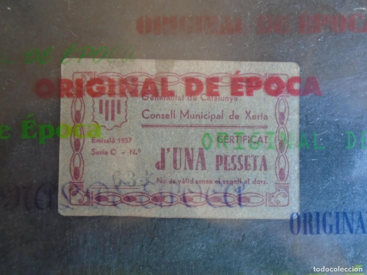 Billetes locales: (YA-002C)UNA PESSETA CONSELL MUNICIPAL DE XERTA - GUERRA CIVIL