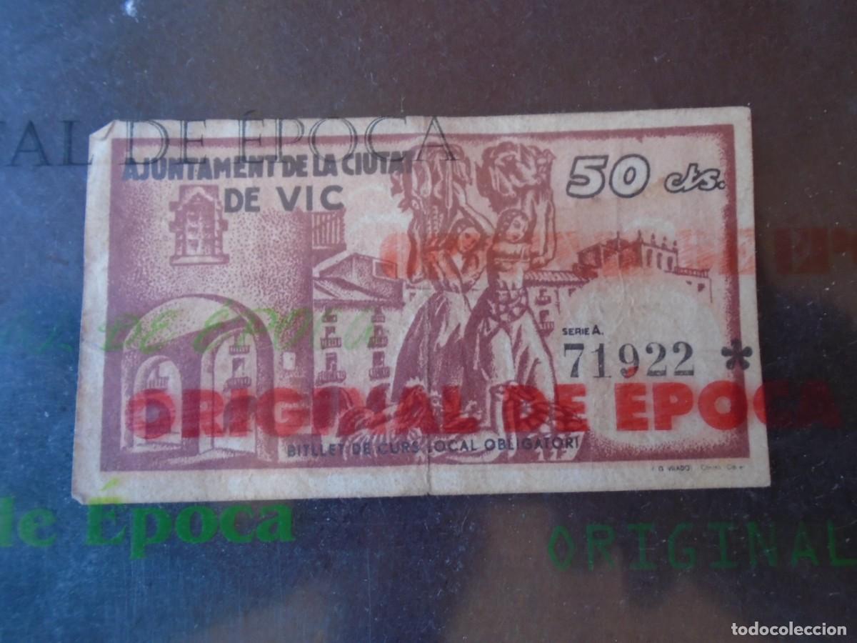 Billetes locales: (BL-157)BILLETE LOCAL - GUERRA CIVIL - 50 CTS.AJUNTAMENT DE VIC