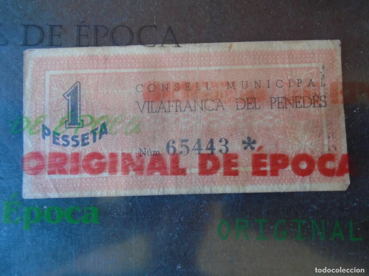 Billets locaux: (BL-160)BILLETE LOCAL - GUERRA CIVIL - UNA PESSETA CONSELL MUNICIPAL DE VILAFRANCA DEL PENEDES