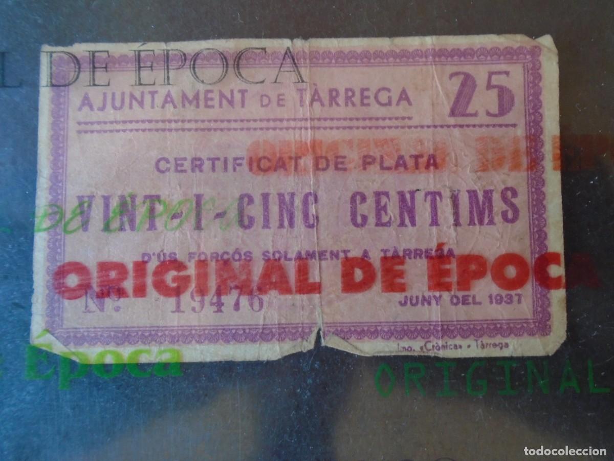 Billets locaux: (BL-161)BILLETE LOCAL - GUERRA CIVIL - 25 CTS.AJUNTAMENT DE TARREGA
