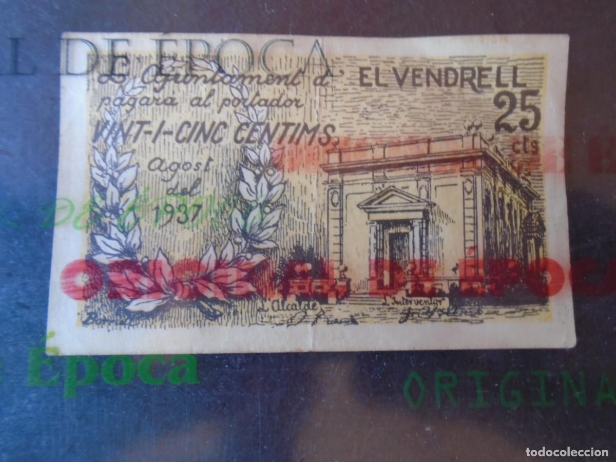 Billetes locales: (BL-163)BILLETE LOCAL - GUERRA CIVIL - 25 CTS.AJUNTAMENT DE EL VENDRELL