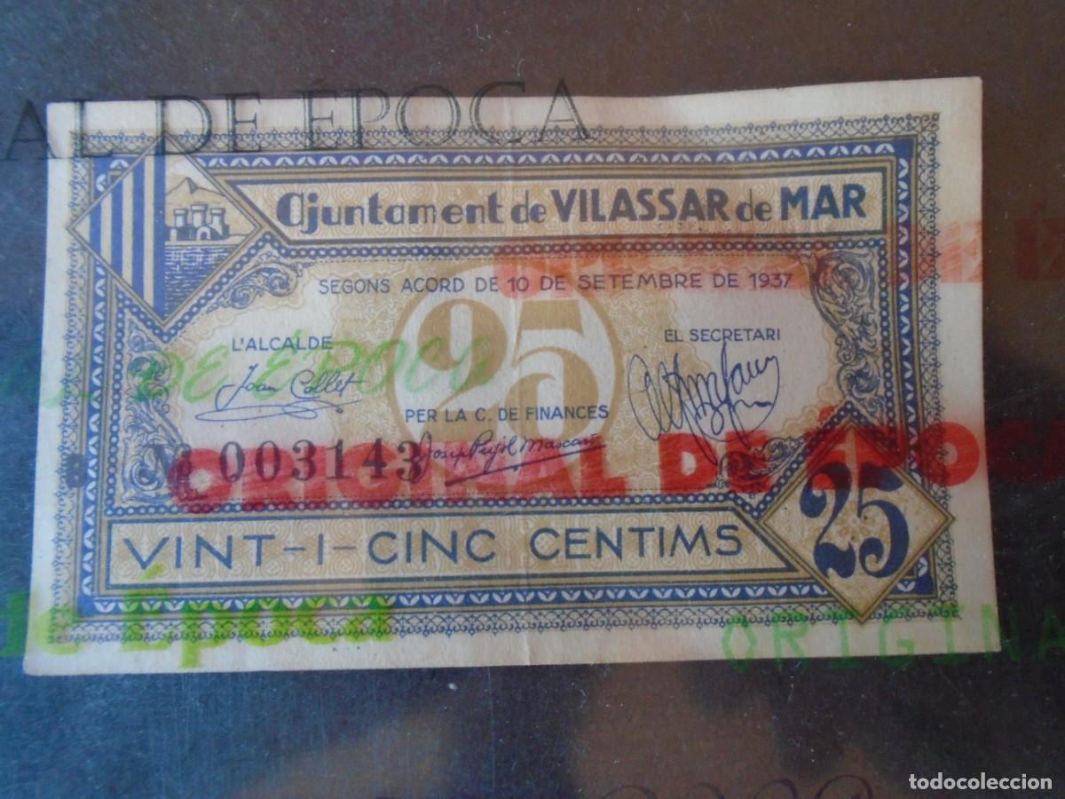 Billetes locales: (BL-164)BILLETE LOCAL - GUERRA CIVIL - 25 CTS.AJUNTAMENT DE VILASAR DE MAR