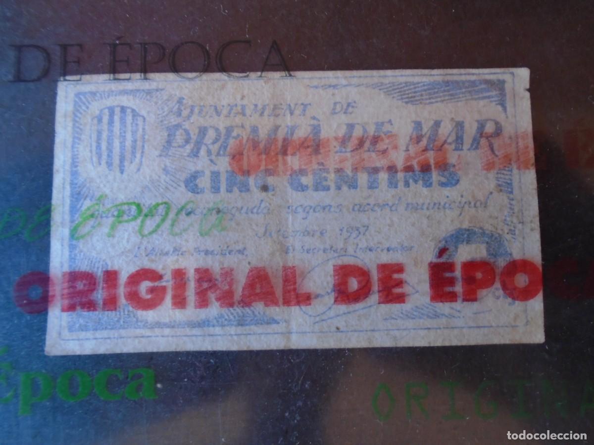 Billetes locales: (BL-167)BILLETE LOCAL - GUERRA CIVIL - 5 CTS.AJUNTAMENT DE PREMIA DE MAR