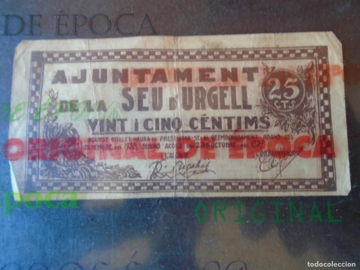 Billetes locales: (BL-168)BILLETE LOCAL - GUERRA CIVIL - 25 CTS.AJUNTAMET DE LA SEU D&acute;URGEL