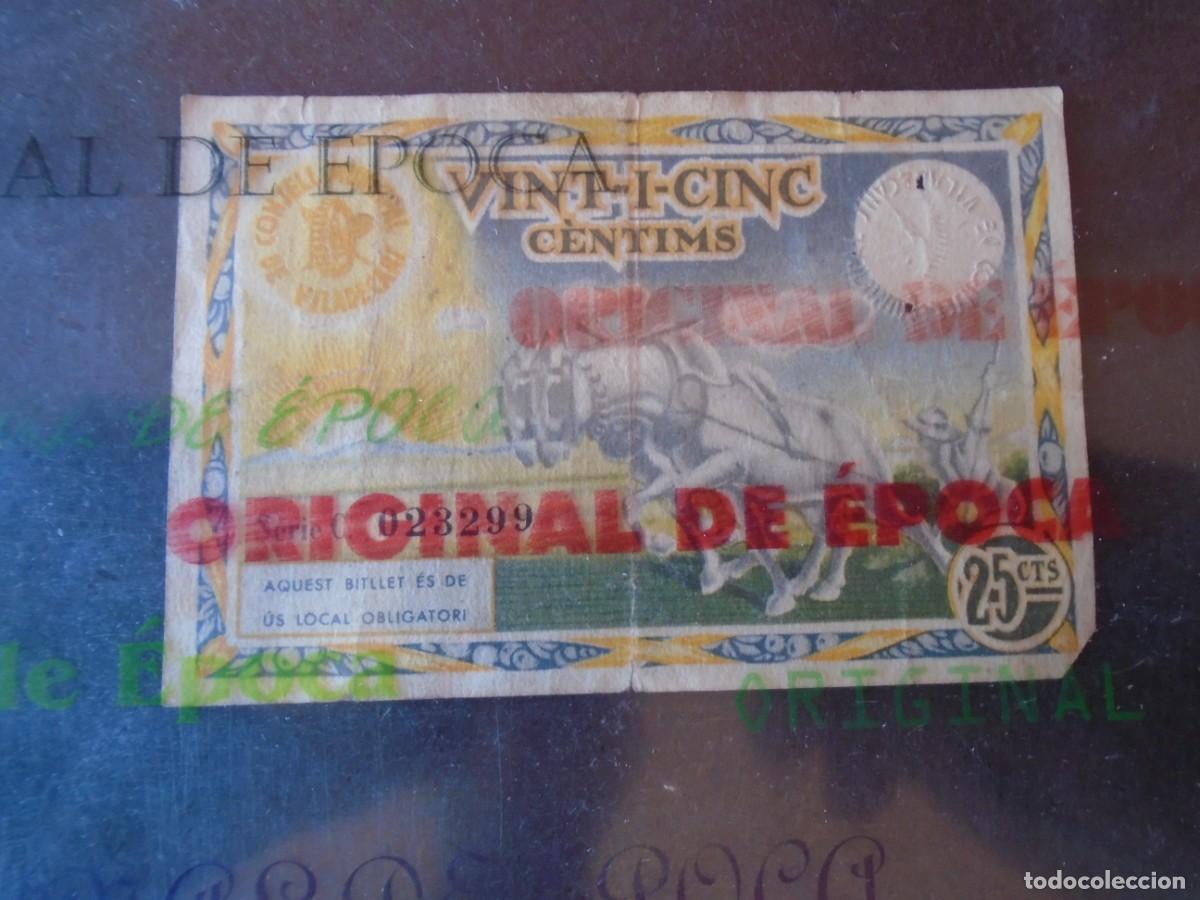 Billetes locales: (BL-173)BILLETE LOCAL - GUERRA CIVIL - 25 CTS.EL CONSELL MUNICIPAL DE VILADECANS