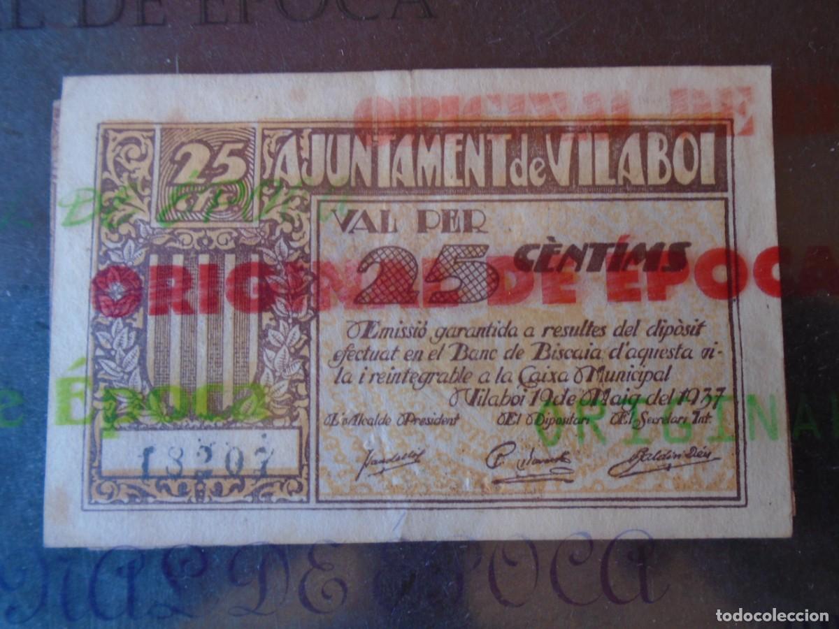 Billetes locales: (BL-174)BILLETE LOCAL - GUERRA CIVIL - 25 CTS.AJUNTAMENT DE VILOBI