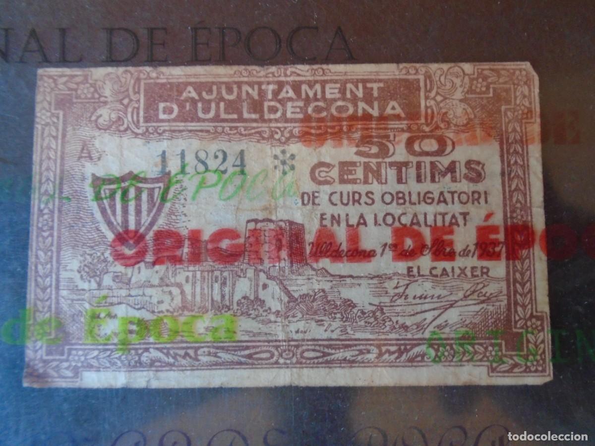 Billetes locales: (BL-175)BILLETE LOCAL - GUERRA CIVIL - 50 CTS.AJUNTAMENT D&acute;ULLDECONA