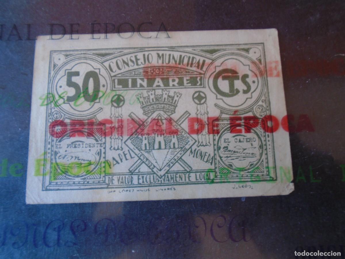 Billetes locales: (BL-176)BILLETE LOCAL - GUERRA CIVIL - 50 CTS.CONSEJO MUNICIPAL DE LINARES