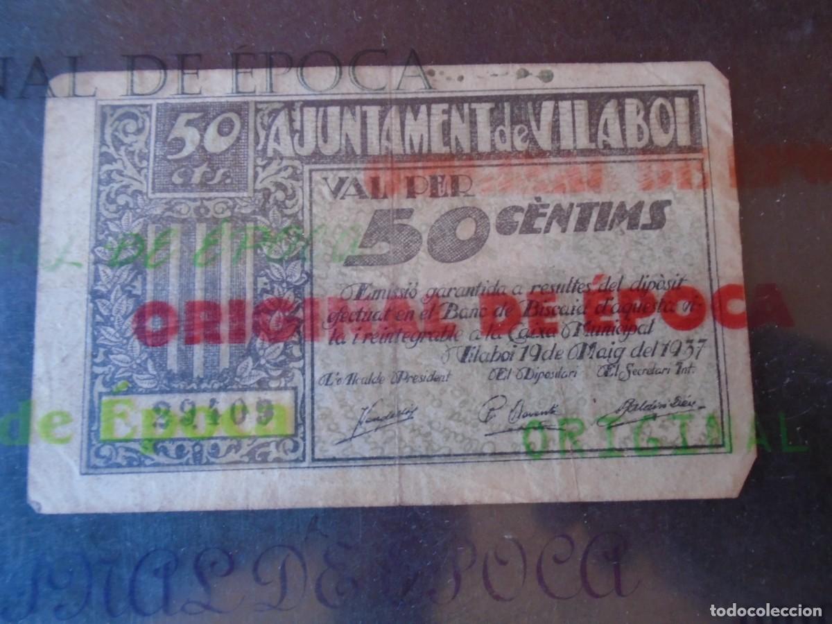Billetes locales: (BL-177)BILLETE LOCAL - GUERRA CIVIL - 50 CTS.AJUNTAMENT DE VILOBI