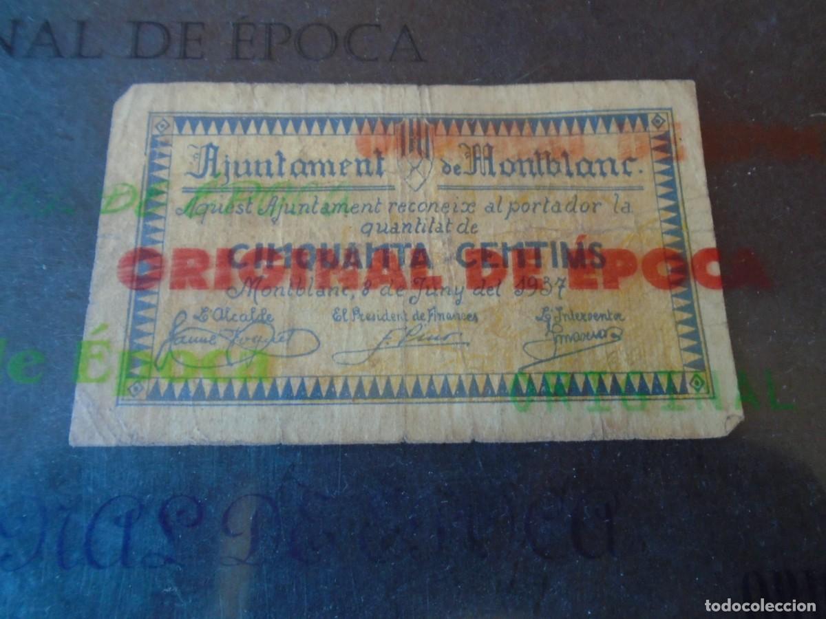 Billetes locales: (BL-179)BILLETE LOCAL - GUERRA CIVIL - 50 CTS.AJUNTAMENT DE MONTBLANC